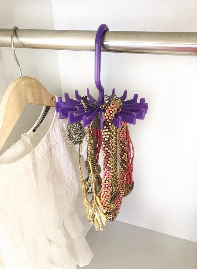 THE QUIRK BOX Hanging 360 Degree Rotating Jewellery Hanger for Chains, Necklace, Other Artificial Jewellery Hanger (Purple - Set of 2) - Image 1